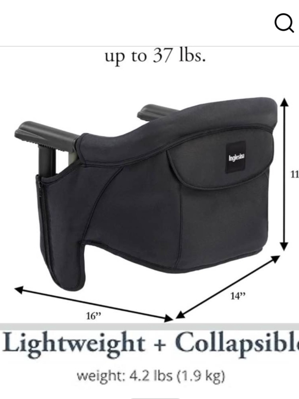 Inglesina Fast Table Clip-On High Chair - Black